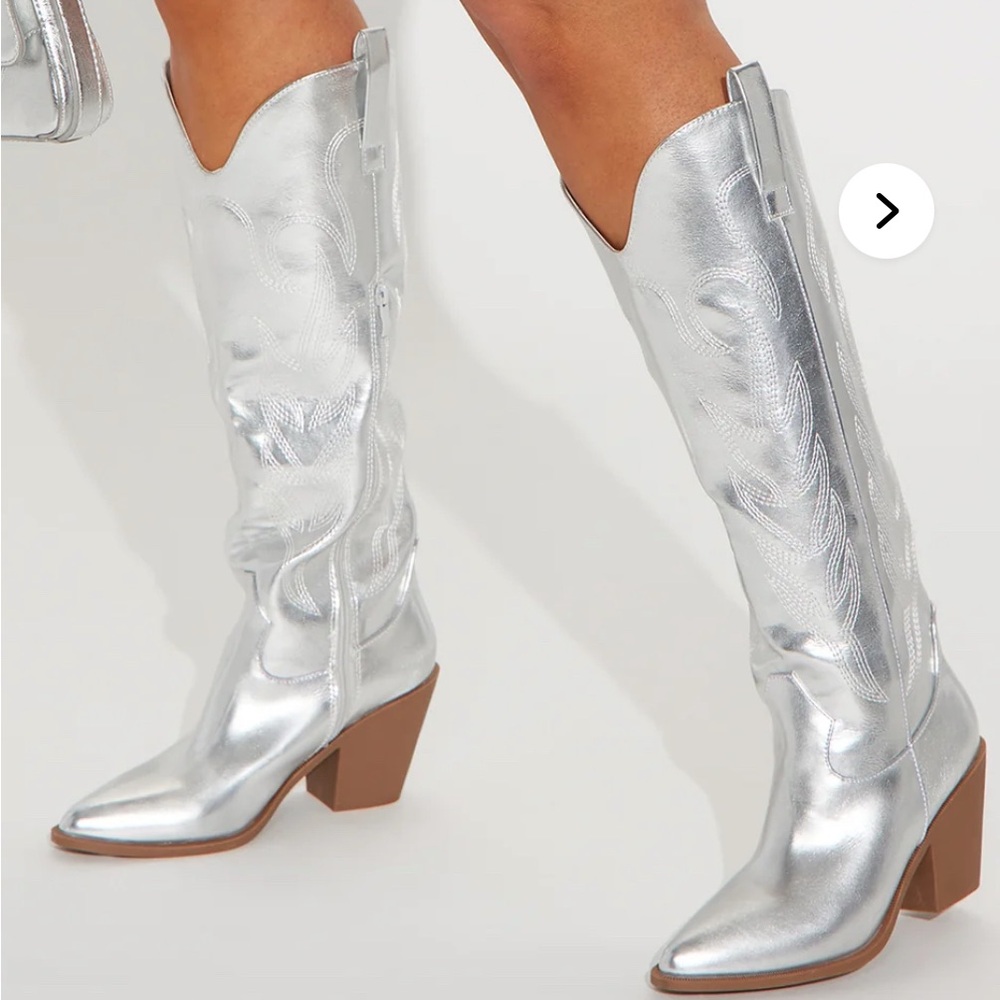 Silver Western-Style Women's Boots size 11 NEW Fashionova